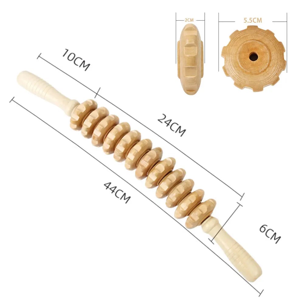 Natural Curved Wooden Body Massage Roller - Waist Thigh Cellulite