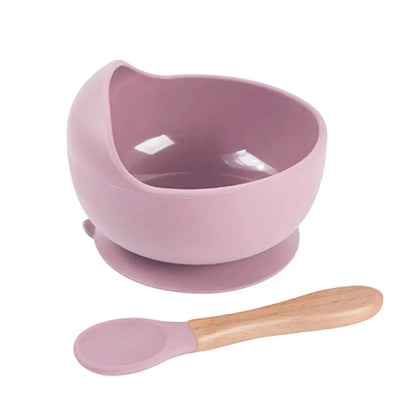 2PC Silicone Baby Feeding Bowl Set with Training Spoon - Non-Slip