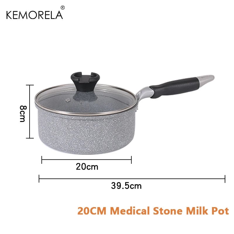 Non-Stick Stone Coating Frying Pan Set 20-28cm Induction Gas Compatible