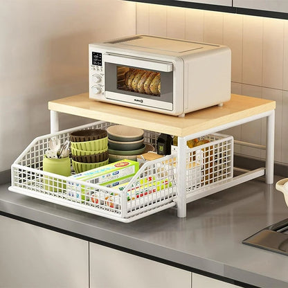 Multi-Tier Kitchen Countertop Organizer Shelf for Microwave & Spices