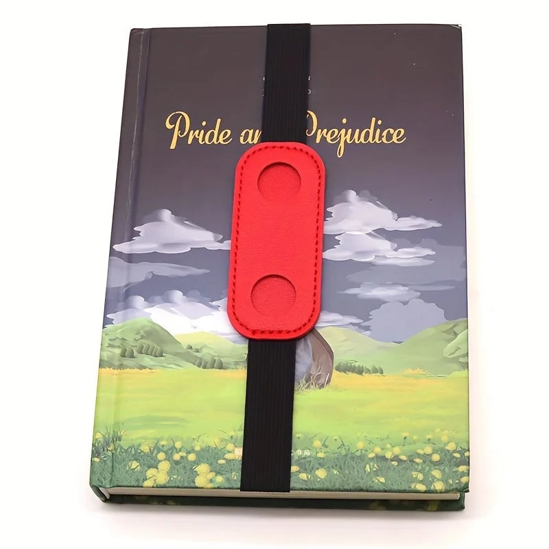 PU Leather Pen Holder Sleeve Elastic Band Clip Office Notebook