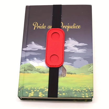 PU Leather Pen Holder Sleeve Elastic Band Clip Office Notebook