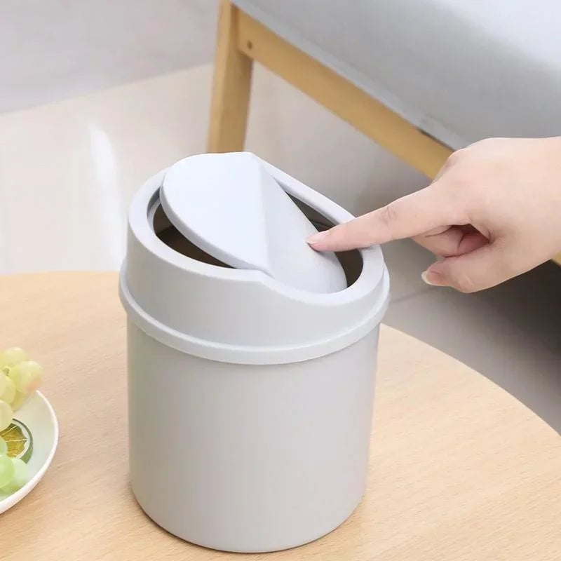 Mini Desktop Trash Can with Lid - Small Office Desk Waste Bin