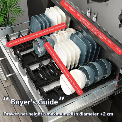Built-in Kitchen Cabinet Dish Drain Rack Drawer Plate Organizer
