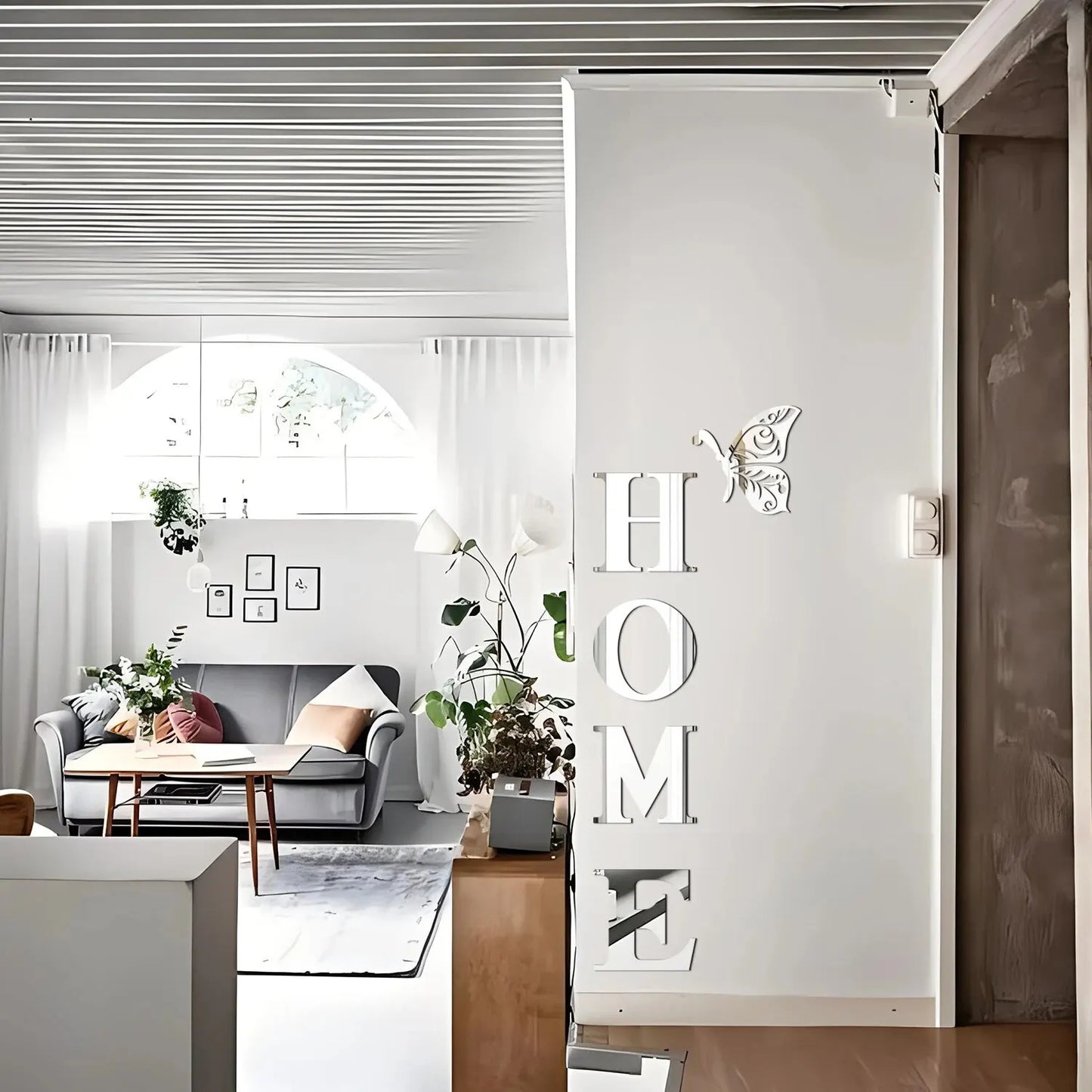 3D Mirror HOME Logo Wall Sticker - Entrance Decoration Decal