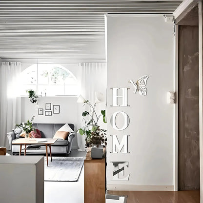 3D Mirror HOME Logo Wall Sticker - Entrance Decoration Decal
