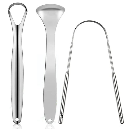 Stainless Steel Tongue Scraper Cleaner 1pc/3pc Metal Oral Care