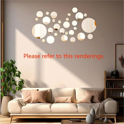 32Pcs 3D Round Acrylic Mirror Wall Stickers DIY Home Decor