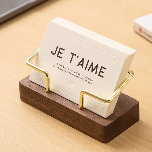 Wooden Business Card Holder Desktop Organizer Display Stand Office