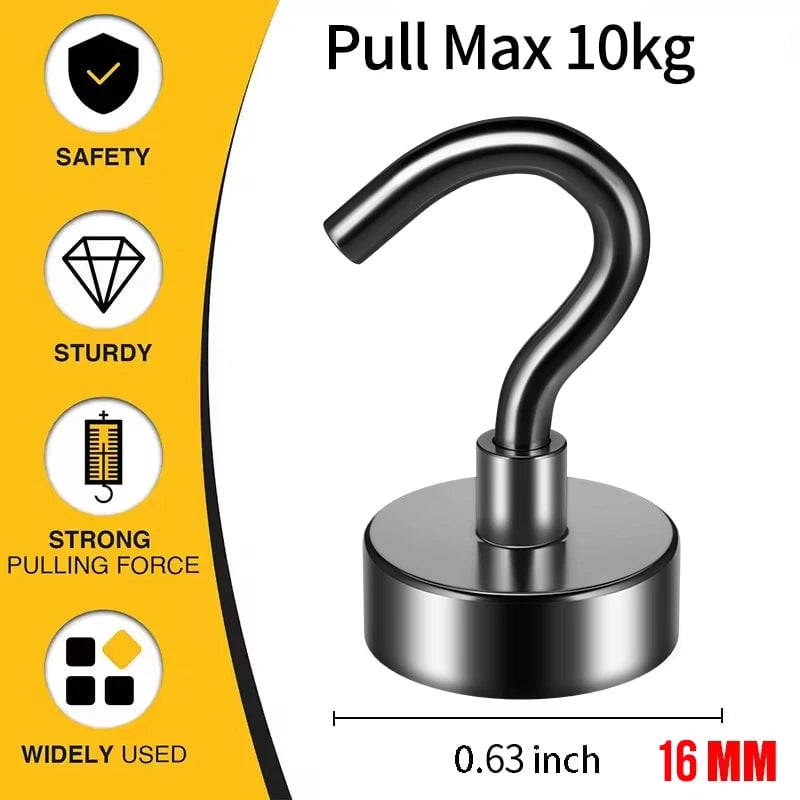 Heavy Duty Magnetic Hooks Black 4/6/8/12 Pack Home Office Hanging