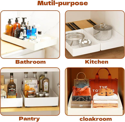 Pull Out Under Sink Storage Rack - Sliding Cabinet Organizer Basket