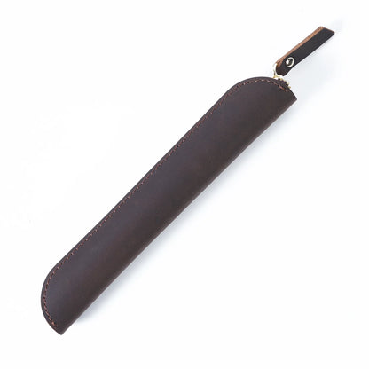 Handmade Cowhide Leather Single Pen Case Travel Protective Sheath