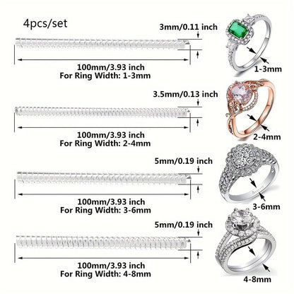 4pcs Invisible Spiral Ring Size Adjusters - Loose Ring Protection