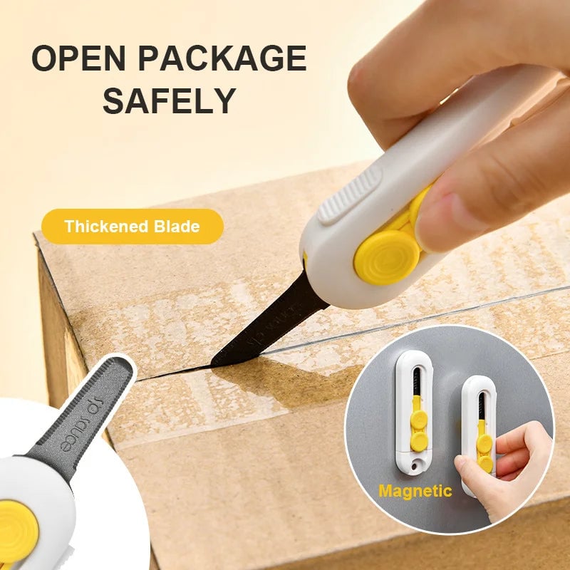 Magnetic Mini Box Cutter - Portable Folding Knife Replaceable Blade