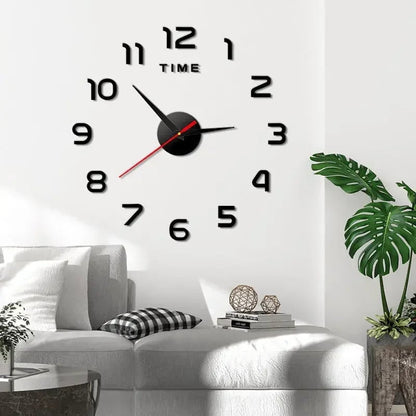 3D Acrylic Mirror Wall Clock Silent Digital Sticker Modern Decor
