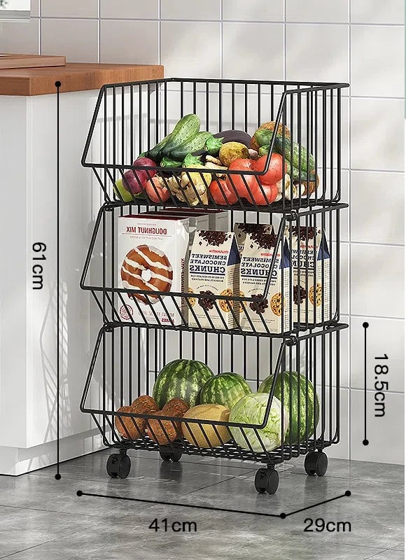 Multi-Layer Rotating Storage Basket - Movable Kitchen Vegetable Rack