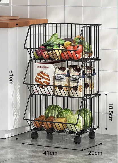 Multi-Layer Rotating Storage Basket - Movable Kitchen Vegetable Rack