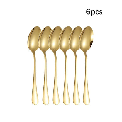 Golden Stainless Steel Cutlery Set - Thickened Hotel Grade Flatware