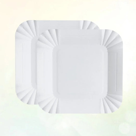 100Pcs Eco Friendly Square Paper Plates Disposable Lightweight