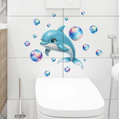 Glow Dark Dolphin Ocean Wall Decals - Kids Room Bubble Stickers