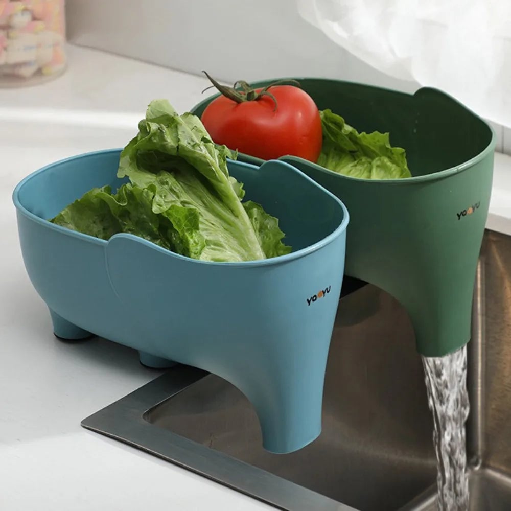 Elephant Sink Strainer Basket - Vegetable Washing & Drain Rack
