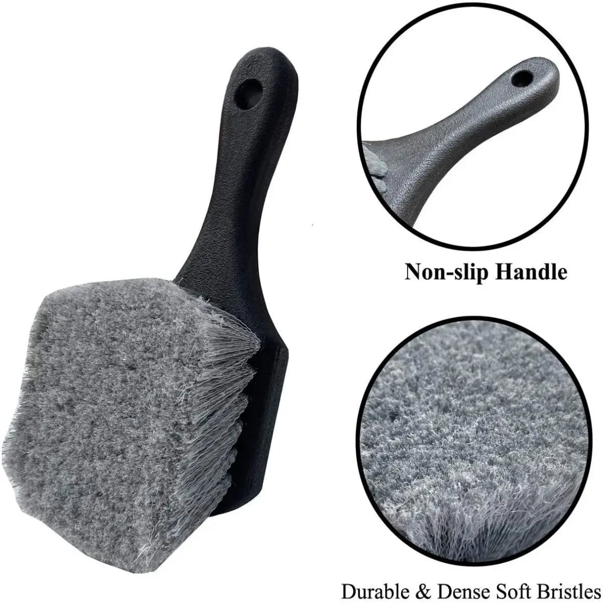 Car Wheel Detail Brush Set - Short Handle Tire Rim Cleaning Kit