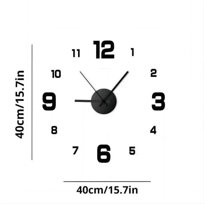 Frameless DIY Wall Clock Decal - Silent Movement Living Room Decor