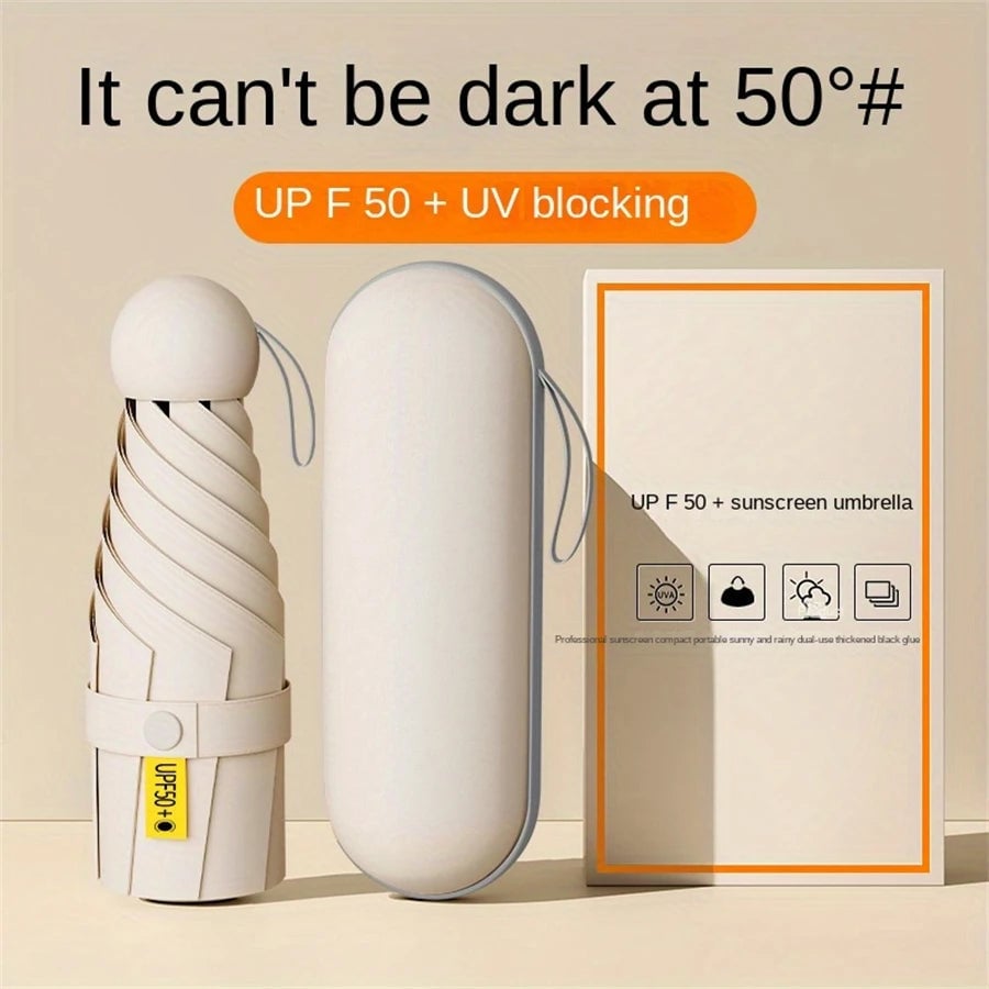 Portable Mini Umbrella 6 Ribs Anti-UV Coating Sun Rain Protection