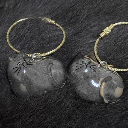 Cat Fur Memorial Resin Keepsake Capsule Keychain Pet Hair Pendant