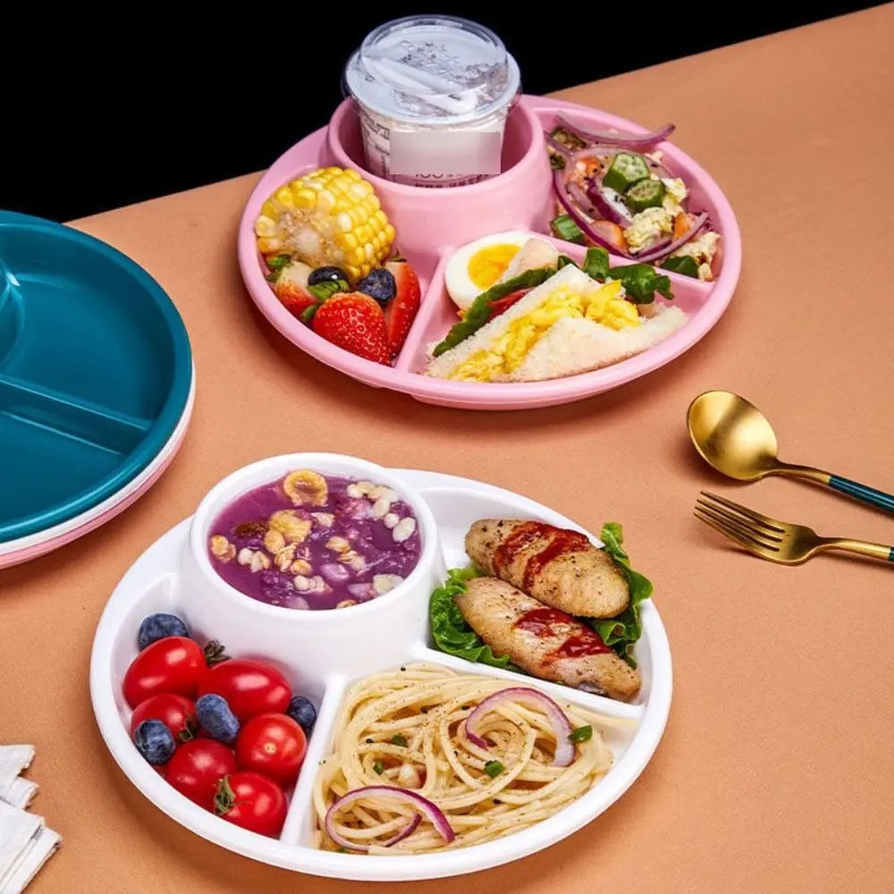 4-Grid Divided Dinner Plate Japanese-Style Plastic Compartment Tray