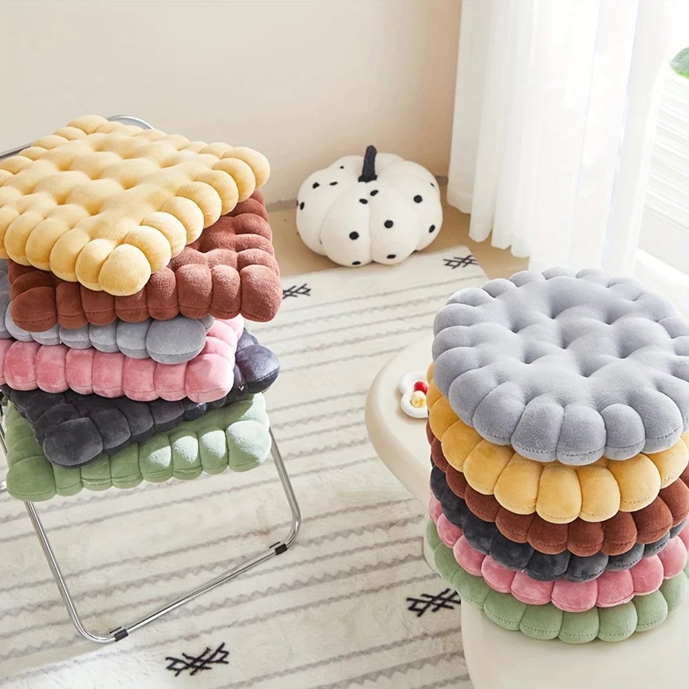 Large Biscuit Plush Cushion - Soft Cookie Shape Pillow Seat Pad