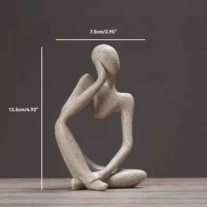 Sand Color Abstract Thinker Statue - Yoga Meditation Figurine Decor