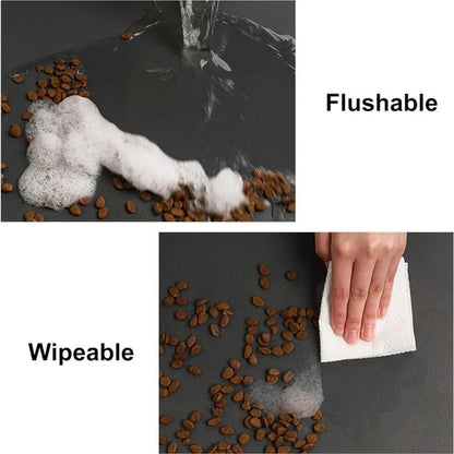 Absorbent Non-Slip Oval Pet Feeding Mat - Quick-Dry Waterproof