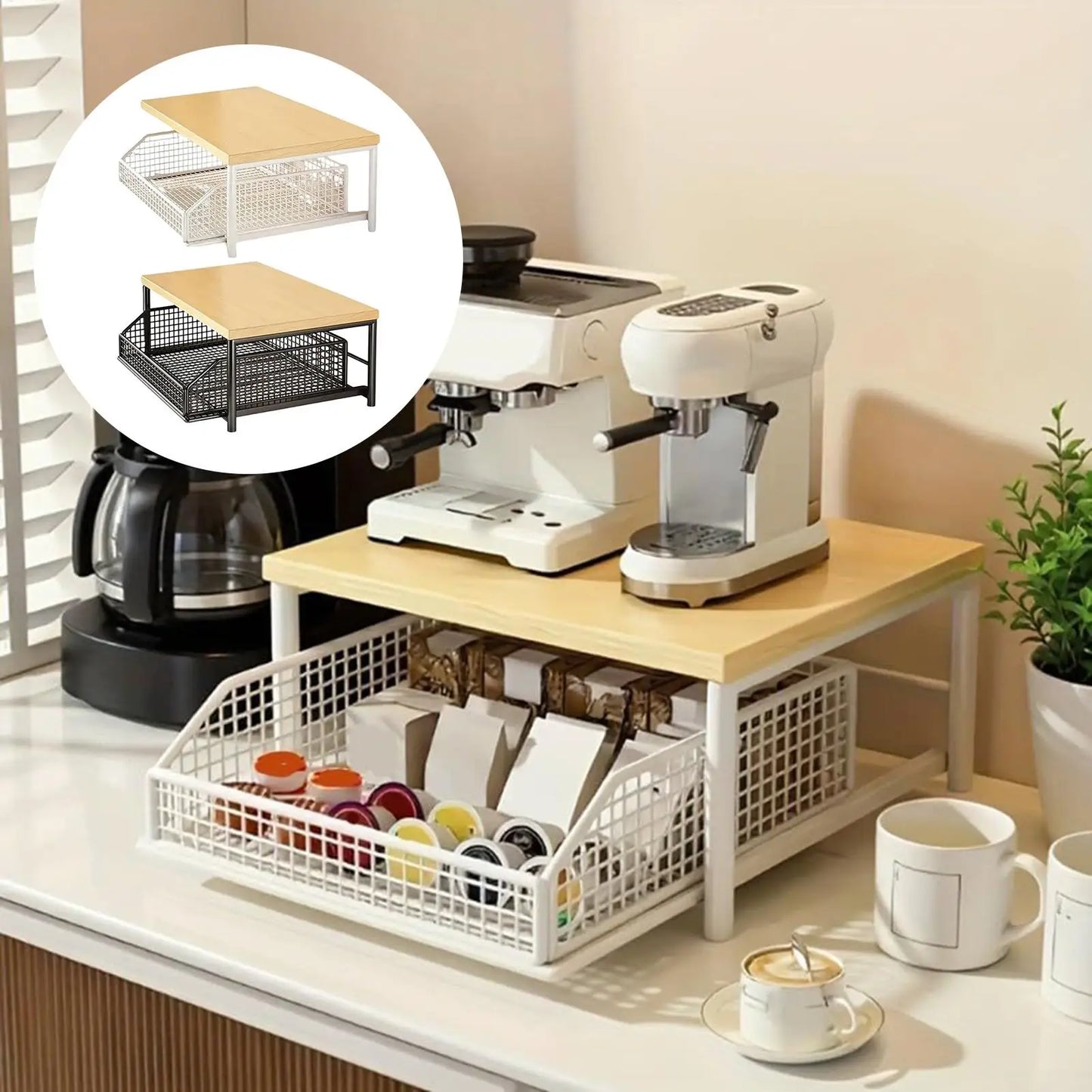 Multi-Tier Kitchen Storage Rack with Drawer - Vegetable Organizer