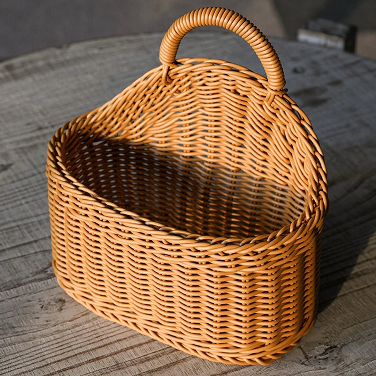 Wall Mounted Rattan Plastic Fruit Vegetable Storage Basket Hanging