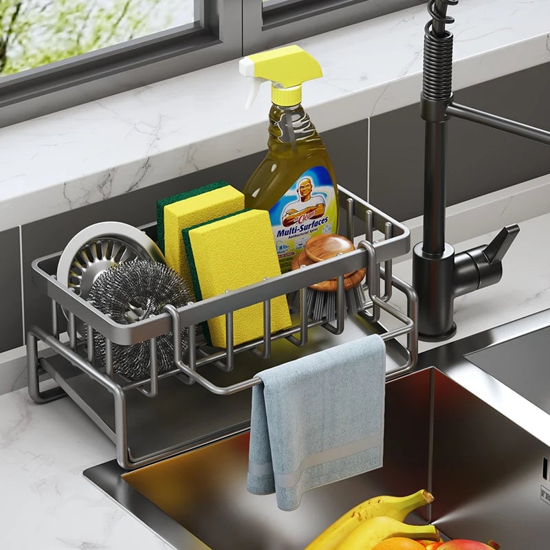 Tap-Mounted Kitchen Spice Rack with Drainage - Sink Organizer Shelf