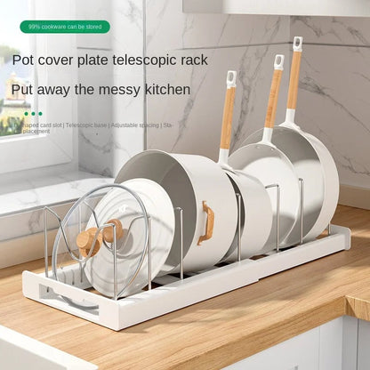 Foldable Kitchen Utensil & Pot Lid Storage Rack Organizer