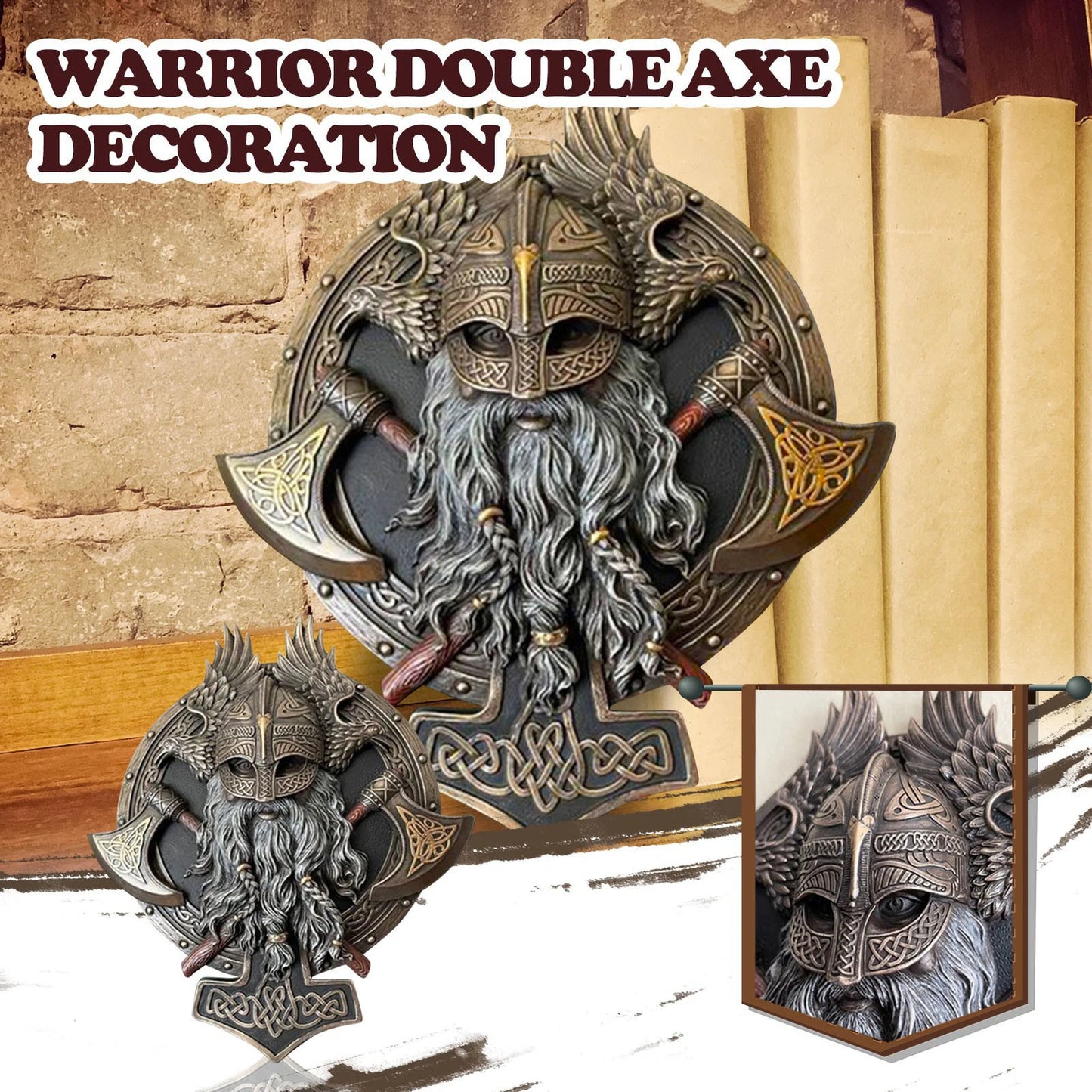 Ares Viking Warrior Axe Wall Plaque - Valhalla Sculpture Hanging
