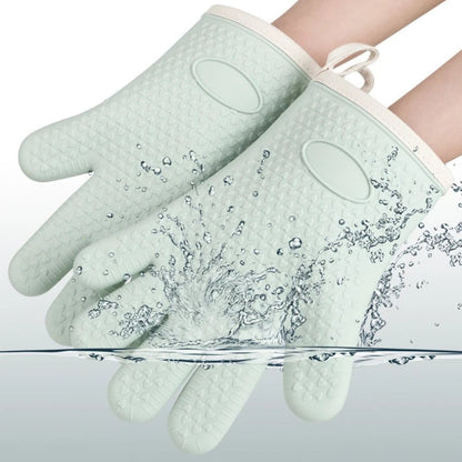 Heat Resistant Silicone Oven Mitts Anti-Scald BBQ Baking Gloves Pair