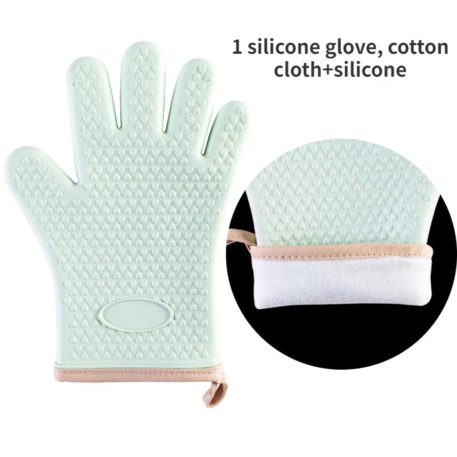 Heat Resistant Silicone Oven Mitts Anti-Scald BBQ Baking Gloves