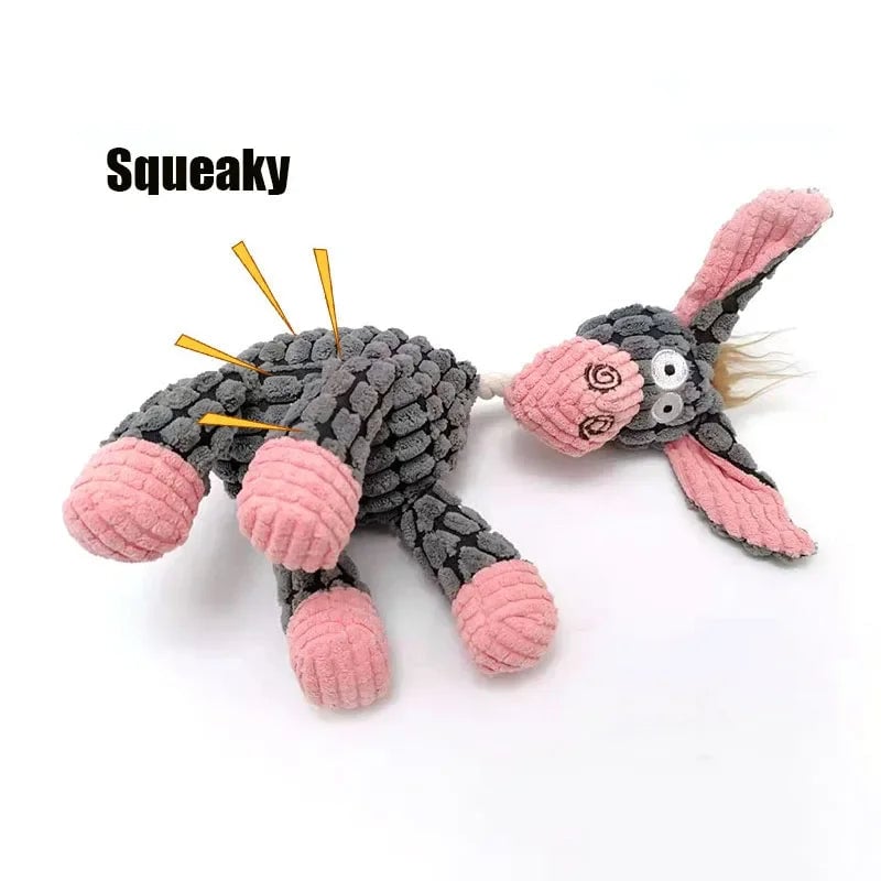 Corduroy Donkey Squeaky Dog Chew Toy - Plush Training Toy Puppy