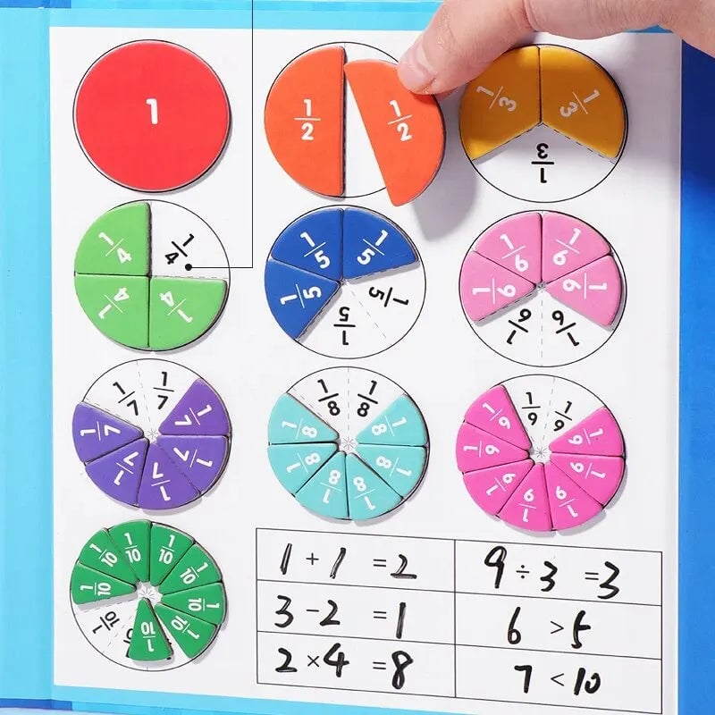 Magnetic Fraction Puzzles - Montessori Math Teaching Aid Educational Toy