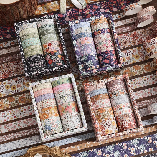 12 Vintage Floral Washi Tape Rolls DIY Decorative Masking Tape Set