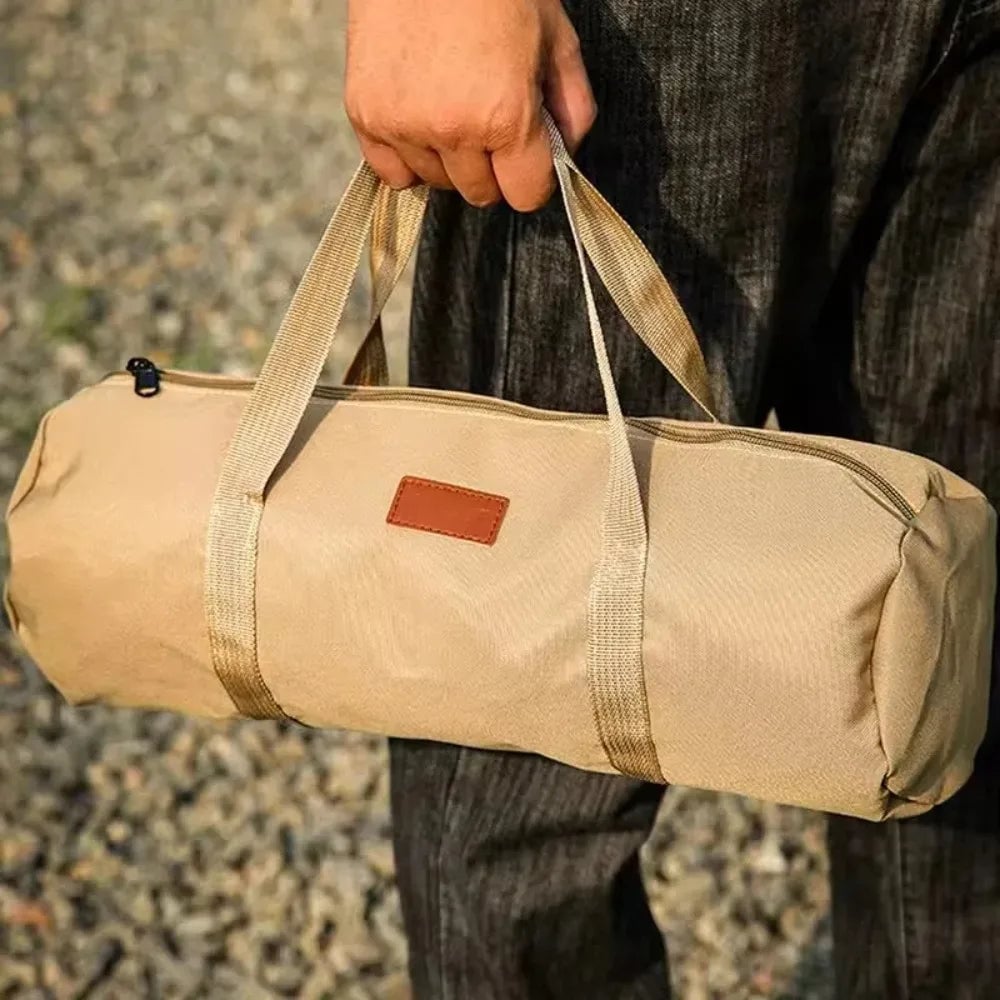 Cylindrical Tent Peg Storage Bag - Portable Ground Nail Organizer