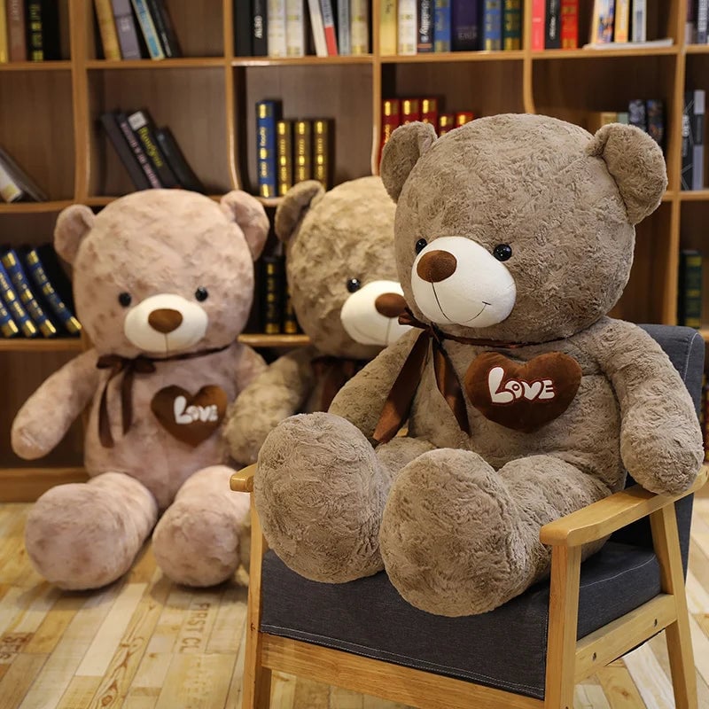 Premium Plush Teddy Bear - 2 Colors, Love Heart Design Kids Gift
