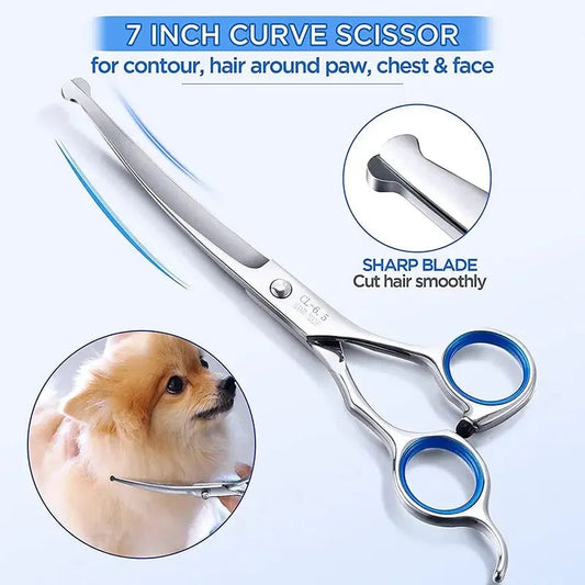 Safety Round Tip Pet Grooming Scissors Stainless Steel Dogs Cats