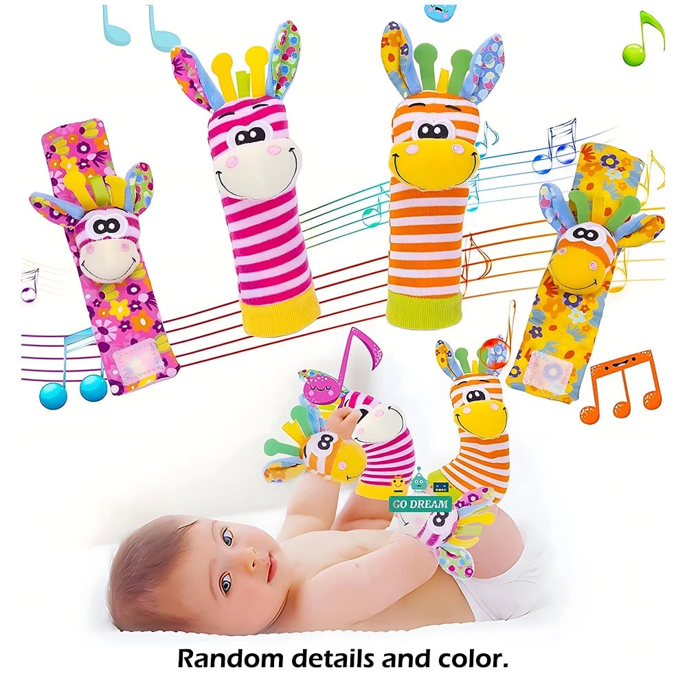 4pcs Baby Wrist Rattle Socks Set 0-12 Months Early Development Toys