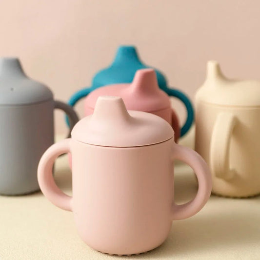 Baby Silicone Drinking Cup - Portable Infant Learning Hand Cup