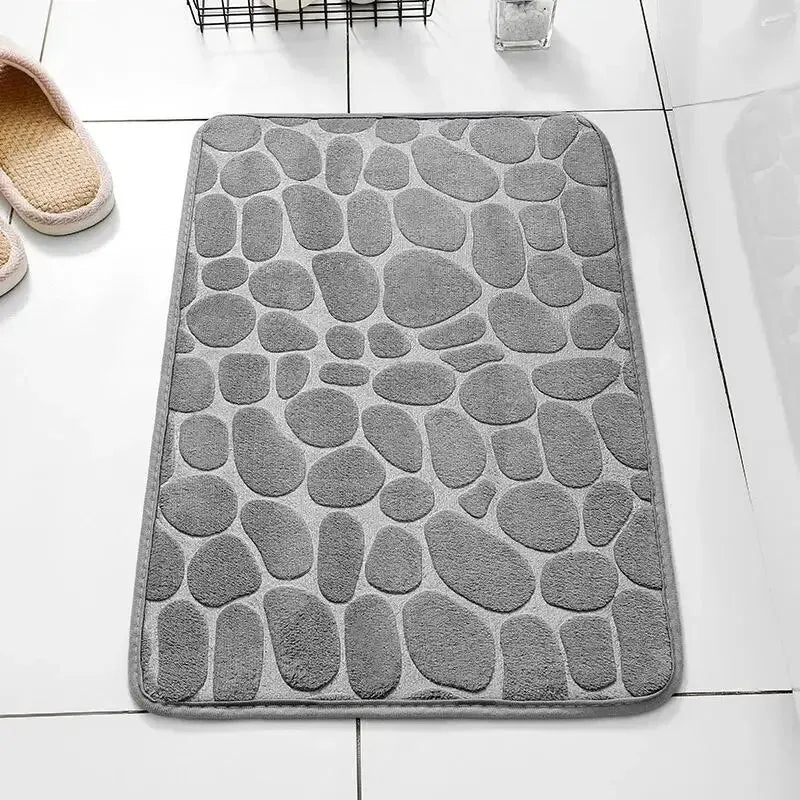 Embossed Fiber Anti-Slip Pebble Bath Mat - Non-Skid Bathroom Rug