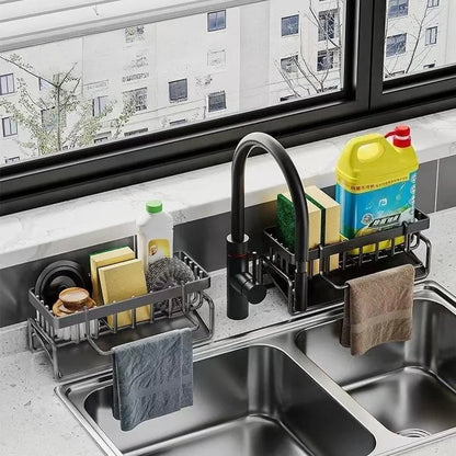 Punch-Free Kitchen Storage Rack - Dishcloth Draining & Spice Organizer